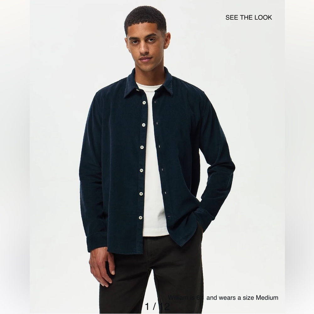 Lafaurie Navy Corduroy Button-Down Shirt